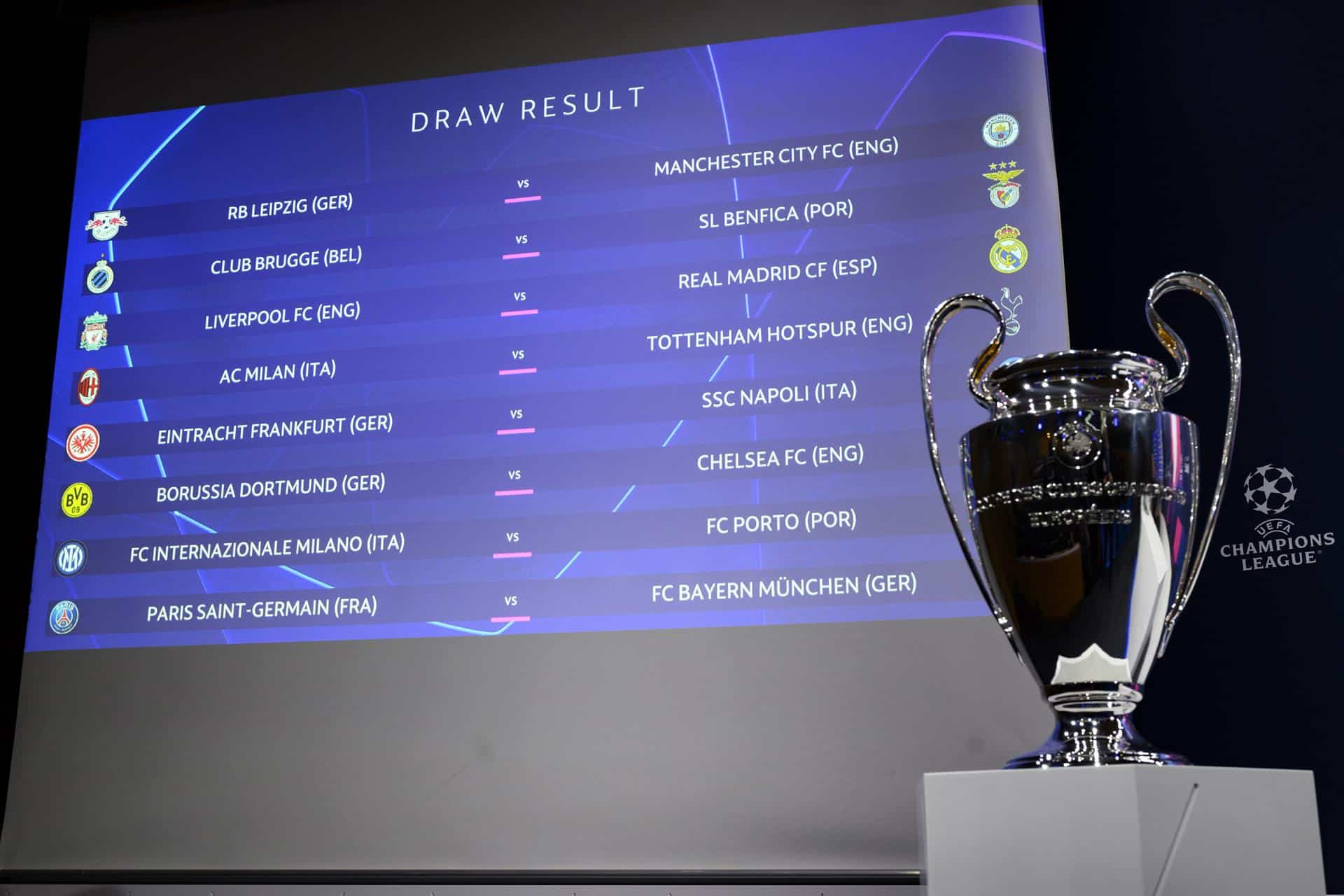 Emparejamientos de los octavos de final de la Champions League.