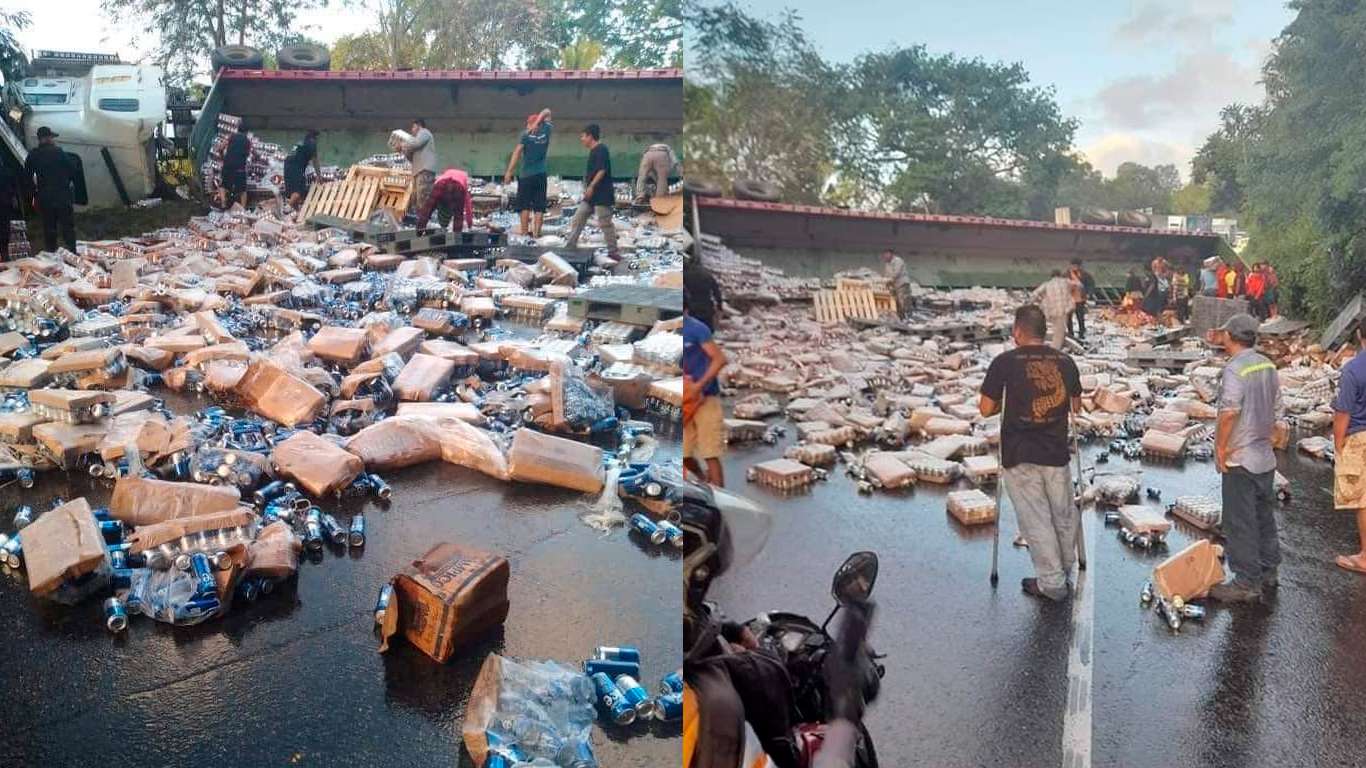 tráiler volcado Los Amates izabal