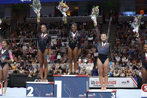 Simone Biles durante el Campeonato de Gimnasia de Estados Unidos, este 27 de agosto de 2023. EFE/EPA/JOHN G. MABANGLO