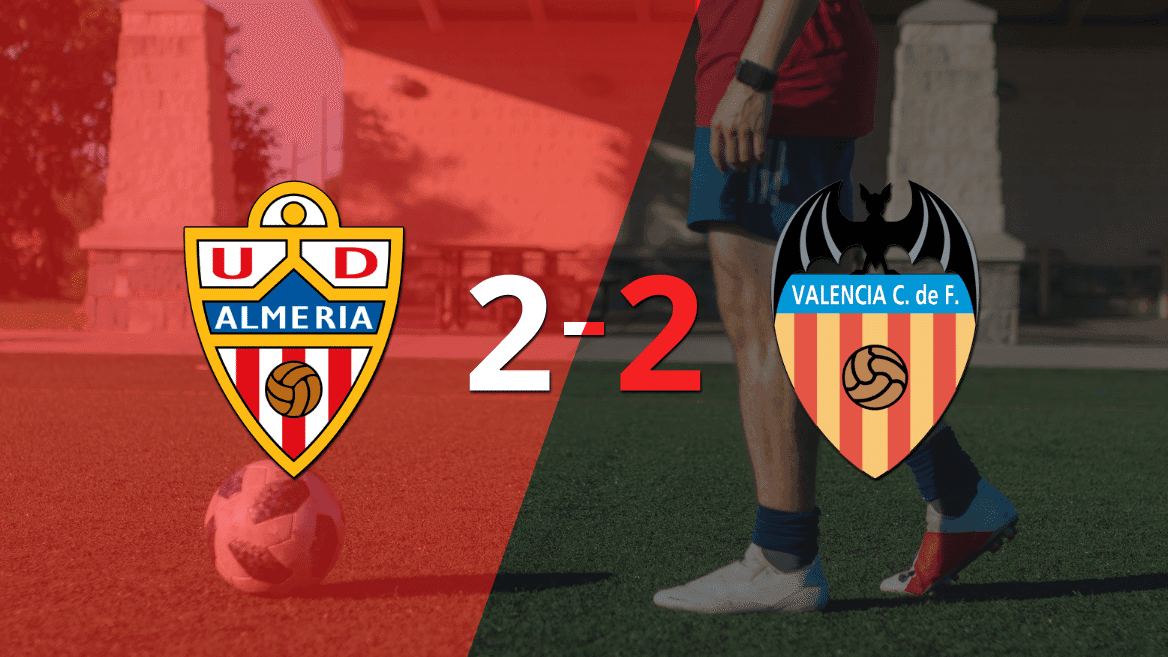 Almería empató con Valencia y Sergio Arribas anotó dos goles