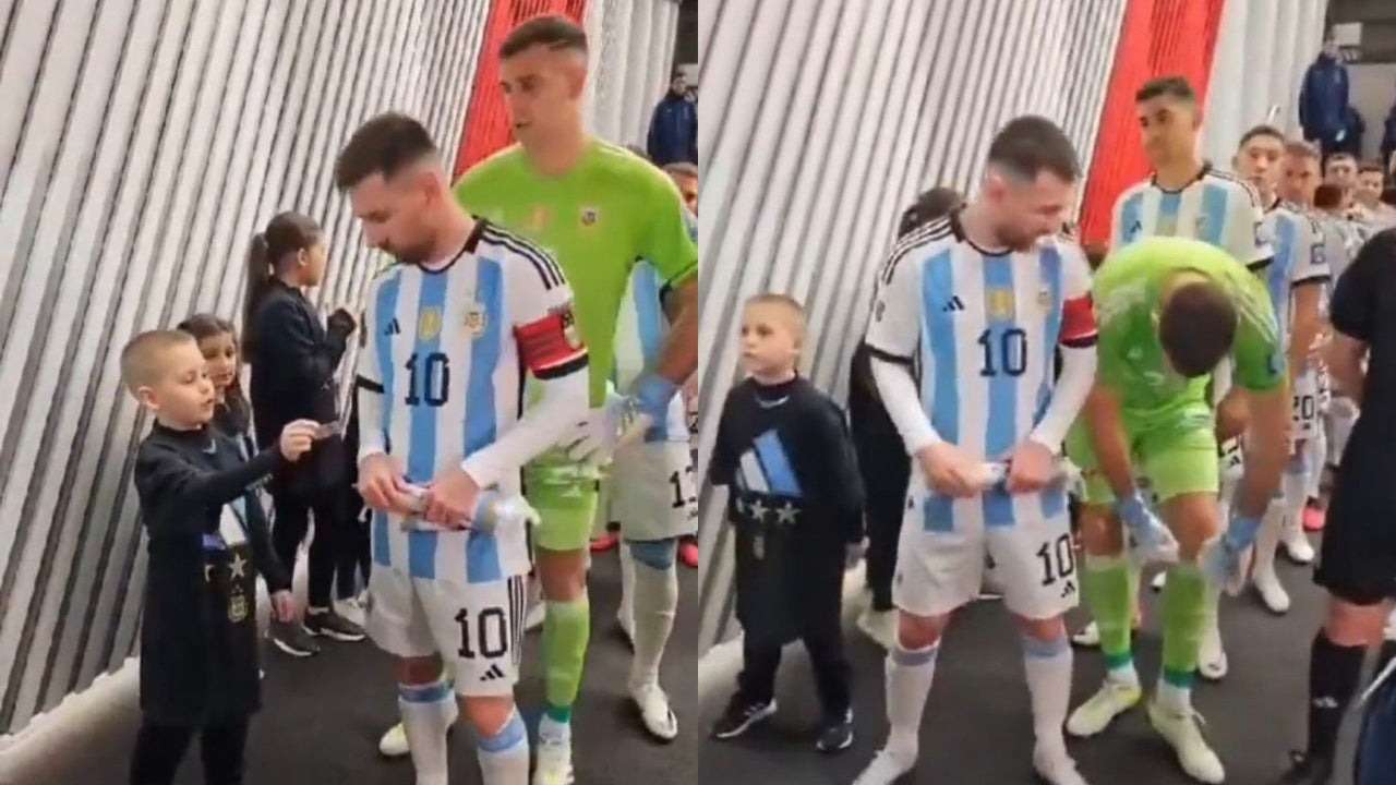 Dibu Martínez tuvo tierno gesto con un niño en el duelo contra Ecuador