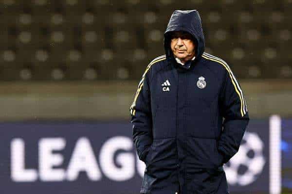 El entrenador italiano del Real Madrid, Carlo Ancelotti, en el entrenamiento previo al partido de Liga de Campeones contra el Unión Berlín. EFE/EPA/Filip Singer