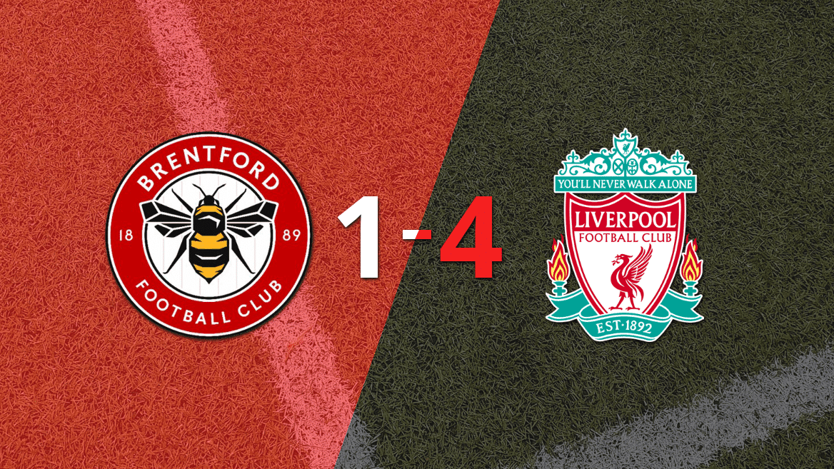 Liverpool ganó y goleó en su visita a Brentford