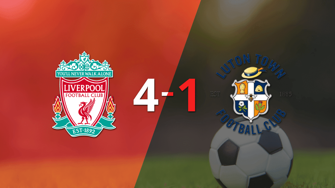Liverpool le pasó por encima 4-1 a Luton Town