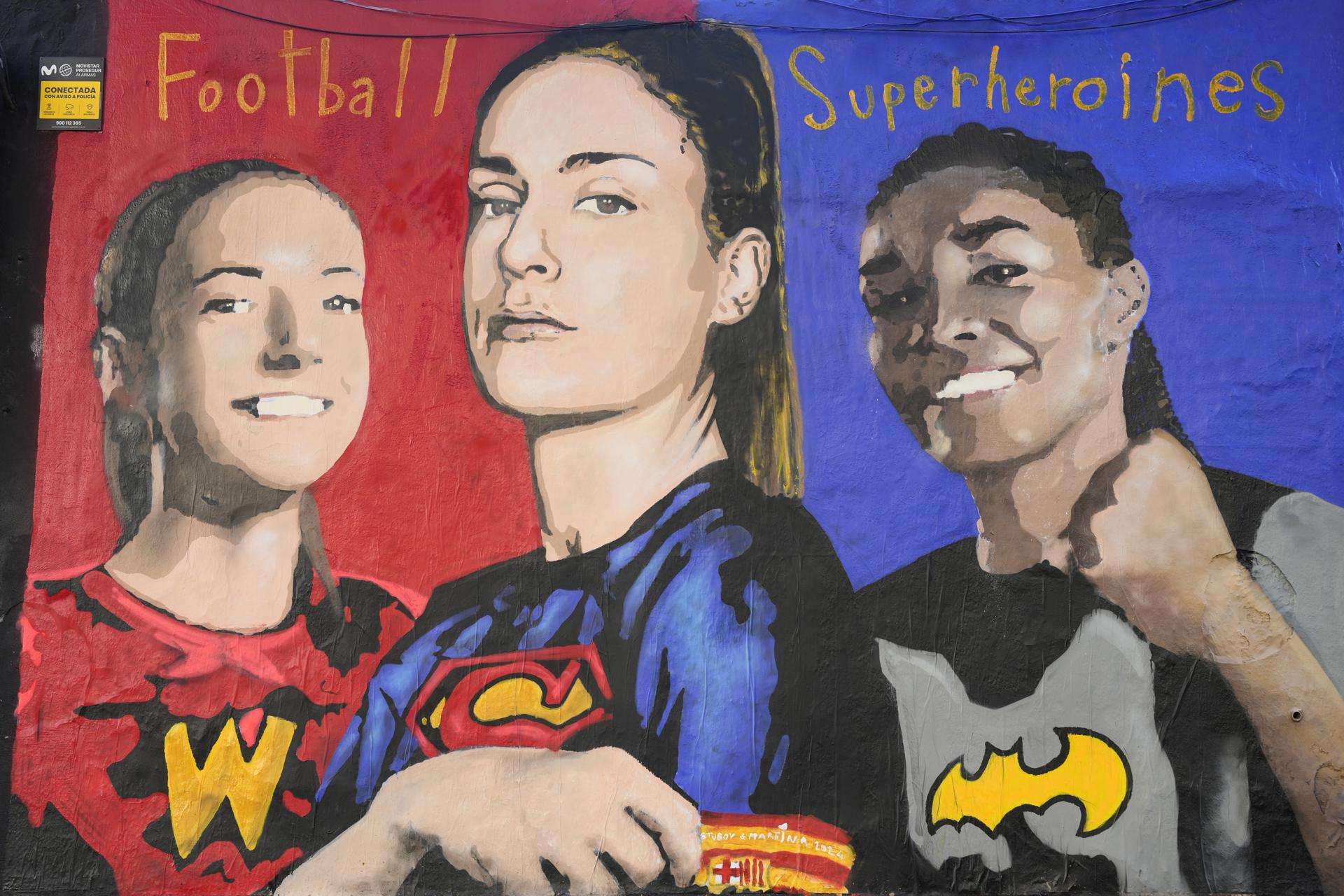 Jugadoras del Barcelona son homenajeadas con un mural en la plaza Joanic