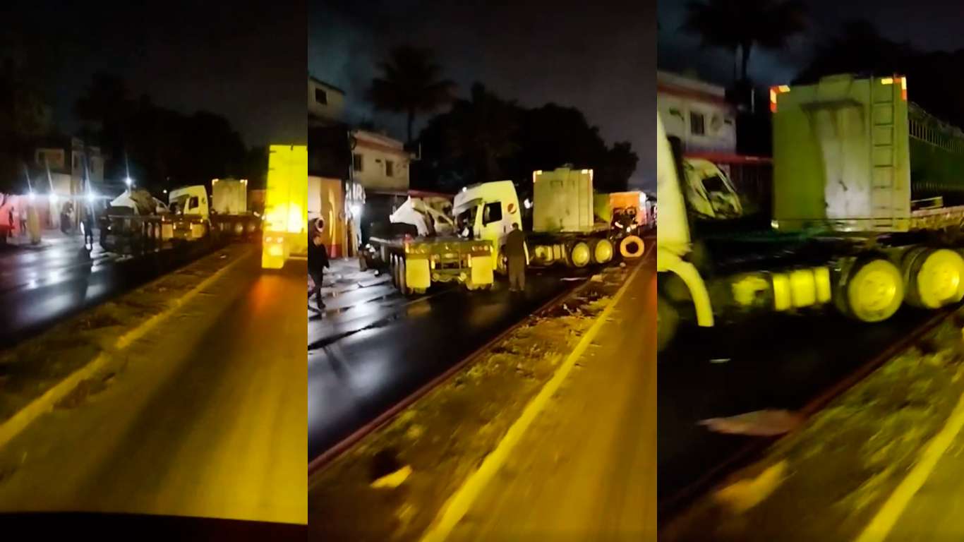 Choque entre tráileres complica tránsito hacia Amatitlán
