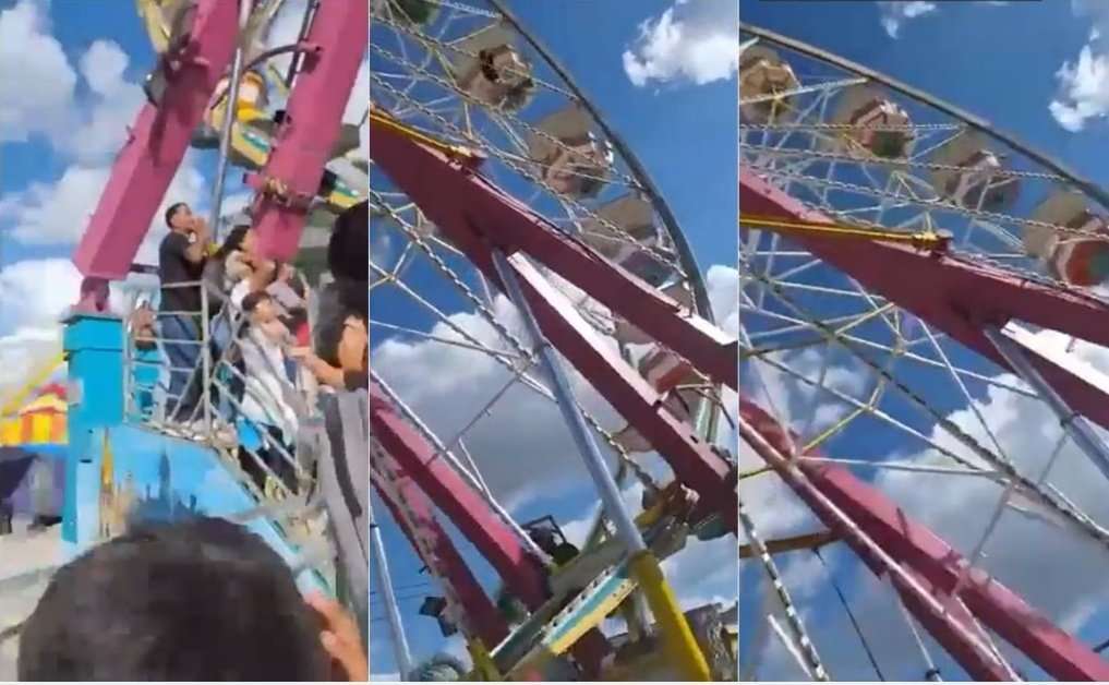 EN VIDEO | Mujer cae de la rueda de la fortuna en la Feria Nacional Potosina