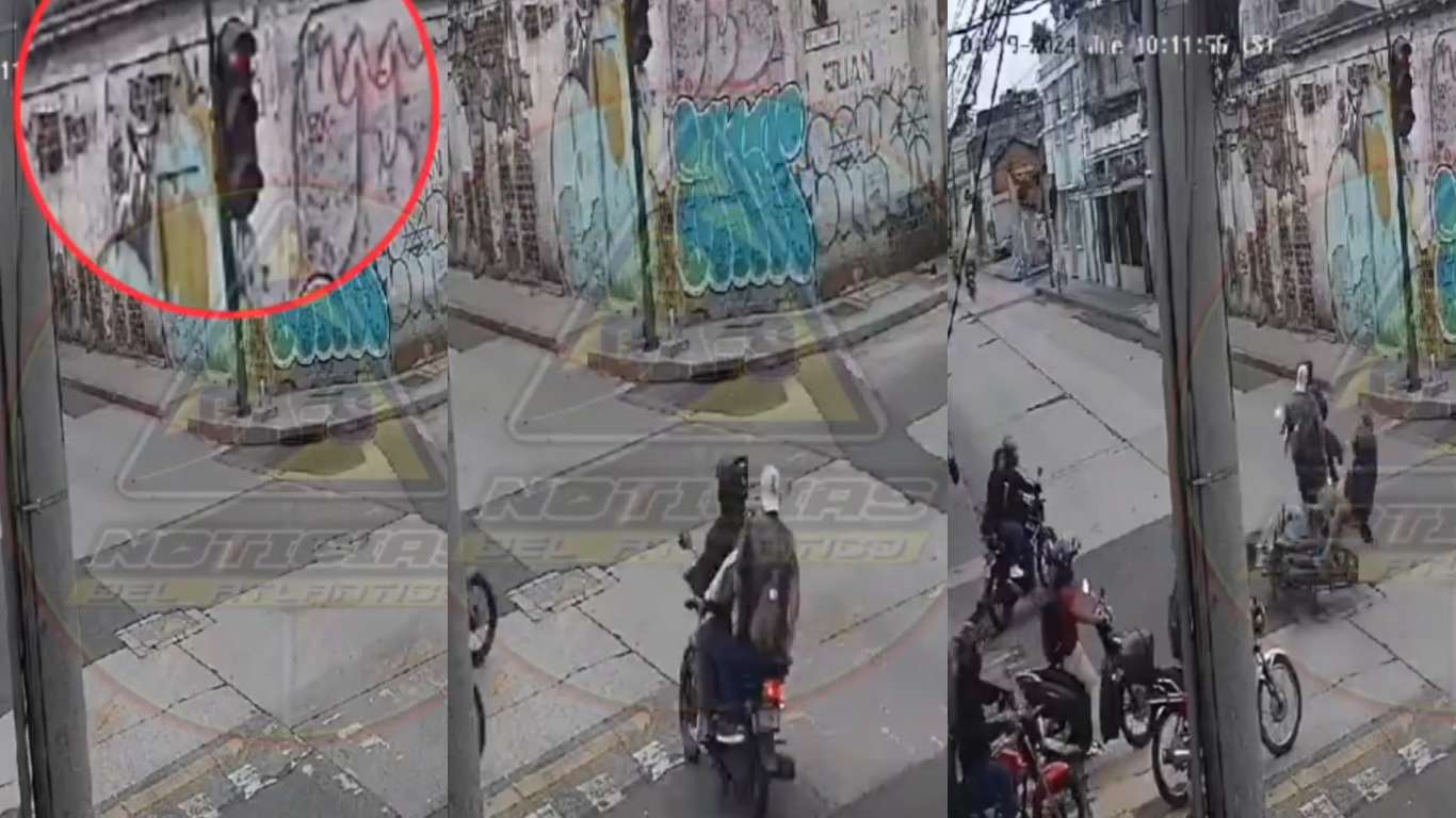 EN VIDEO | ¡Se pasó el rojo! Motoristas chocan en zona 1