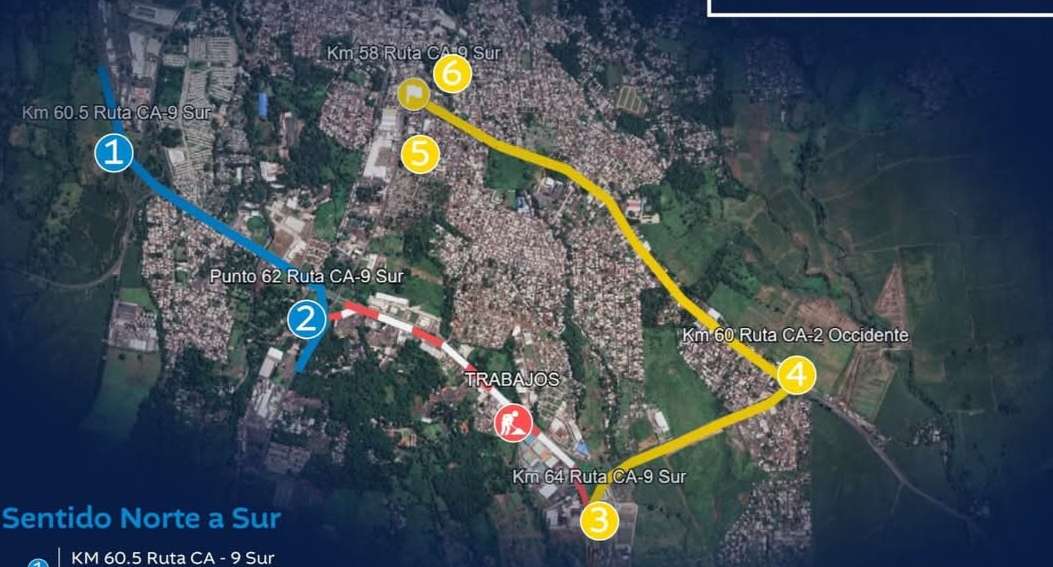 Cuáles son las rutas alternas por cierre en Autopista a Puerto Quetzal