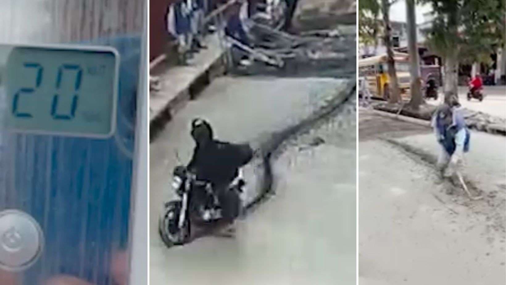 Se pasó de copas… ¡y de cemento! Motorista arruina calle recién pavimentada