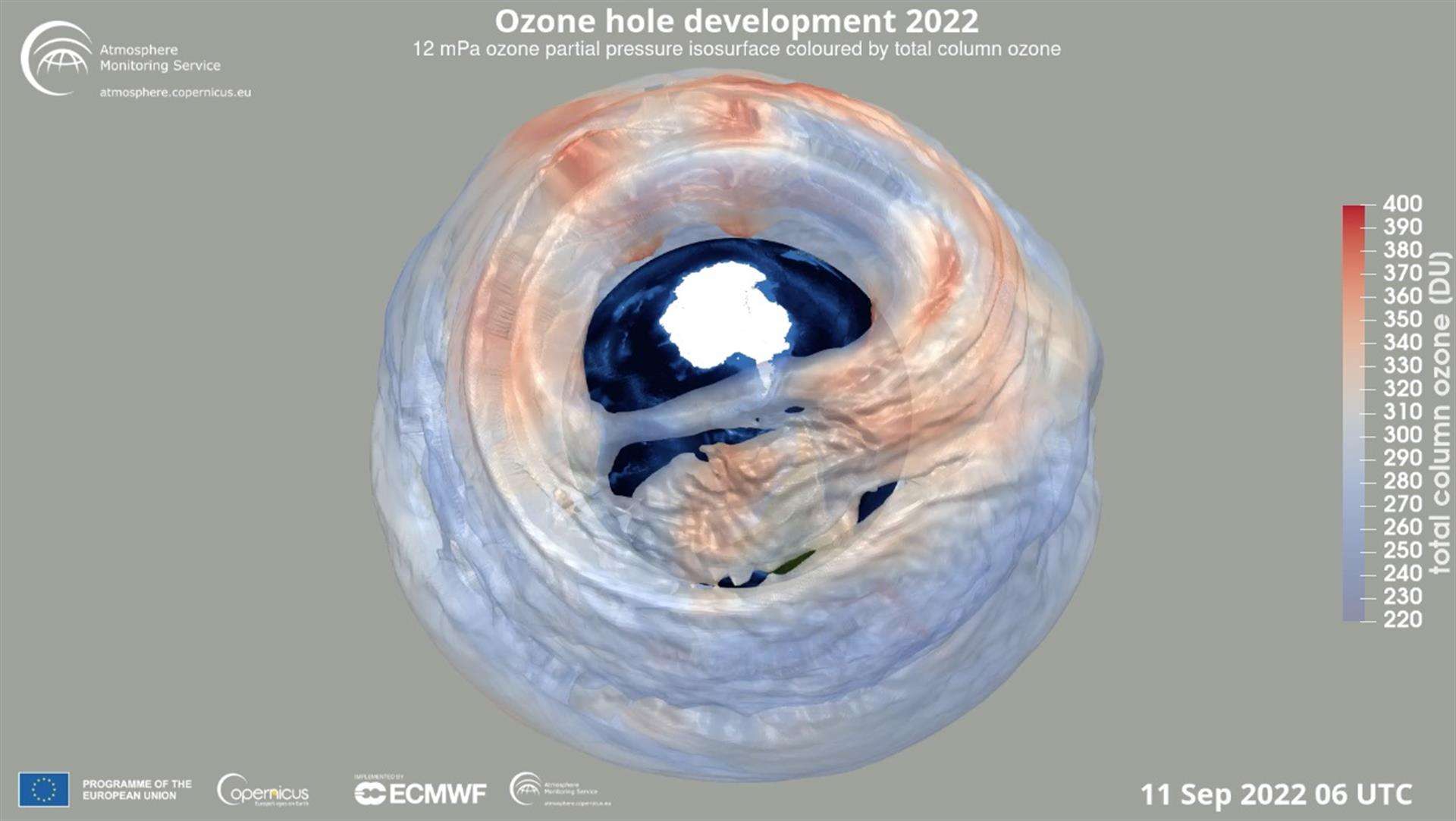 Gráfico de Copernicus sobre la capa de Ozono. Imagen cedida. EFE