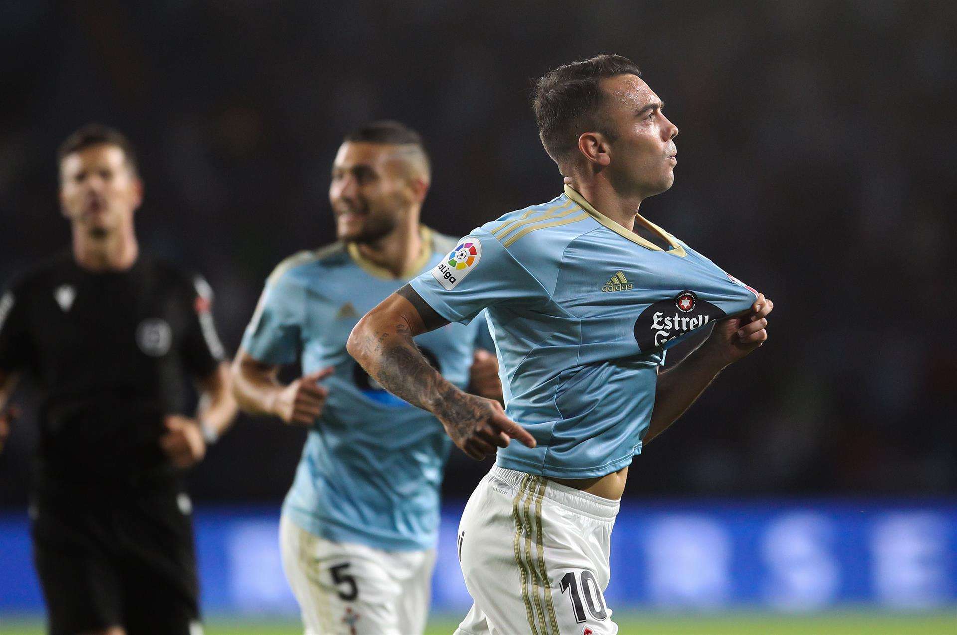 Iago Aspas celebra un gol con el Celta en esta temporada. EFE/Salvador Sas