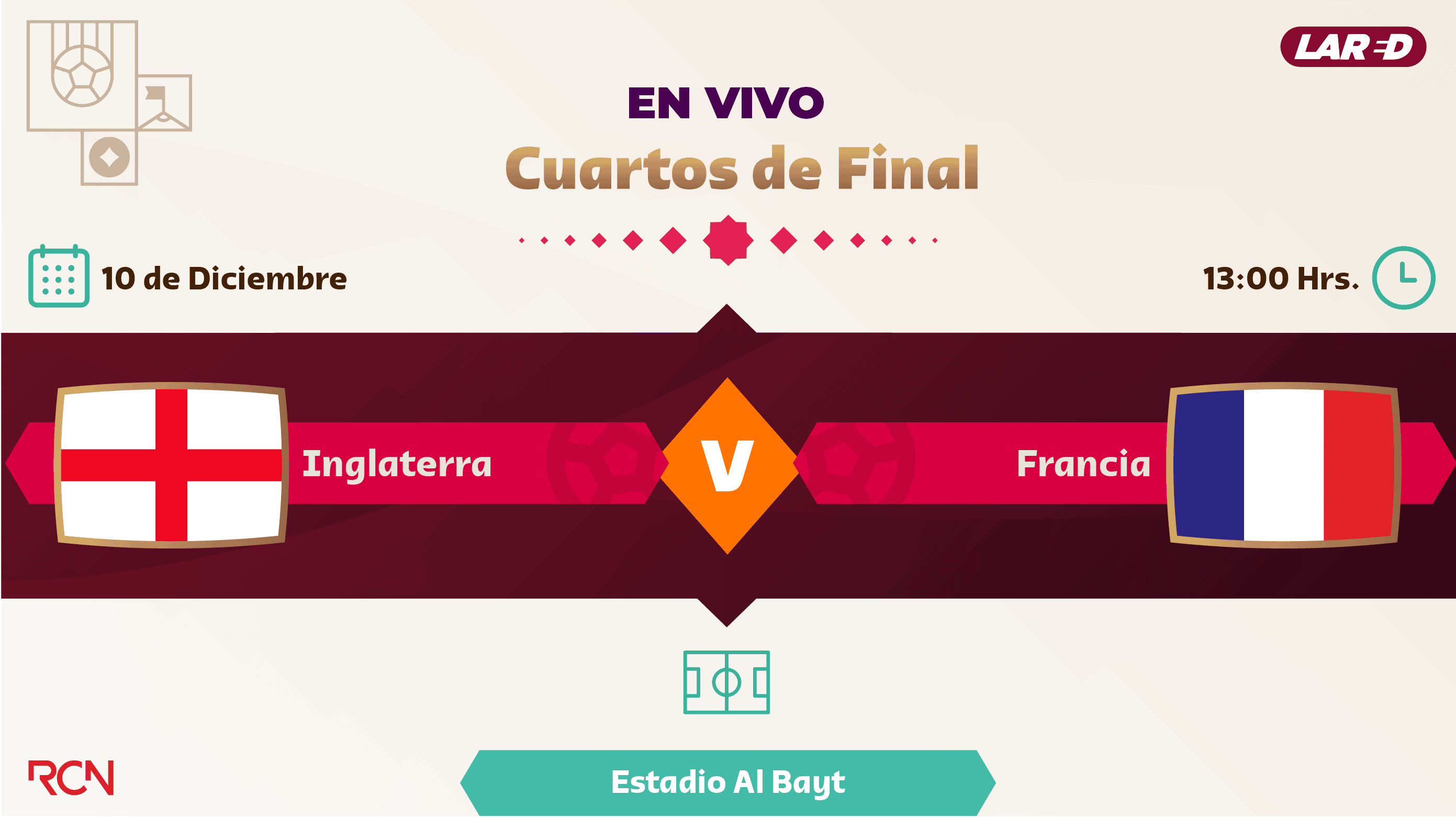 En vivo Inglaterra vs Francia Mundial