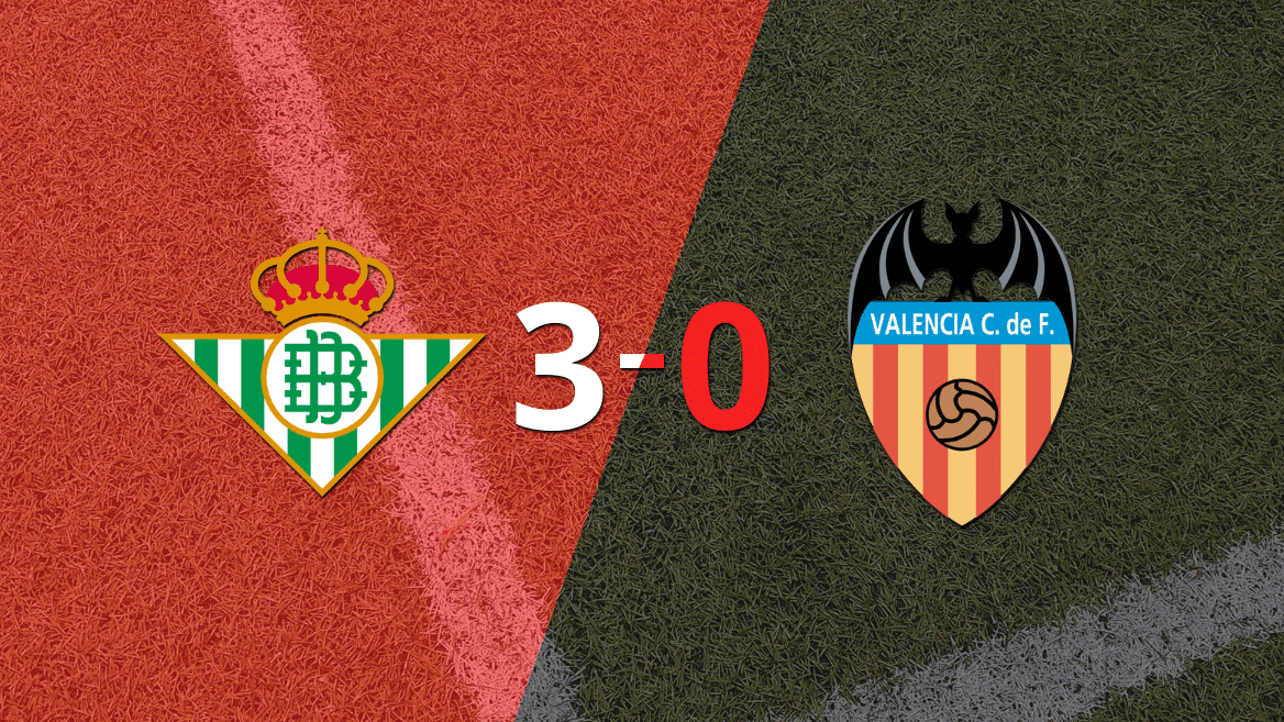 Valencia se fue goleado 3-0 en su visita a Betis