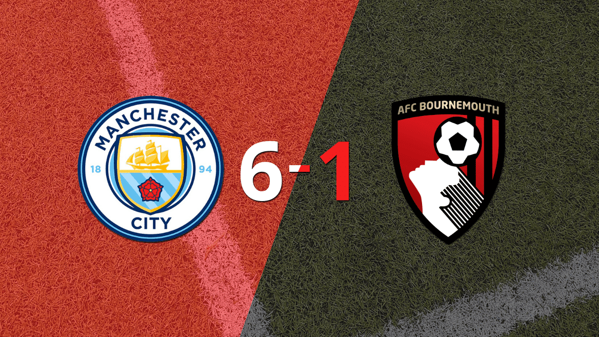 Manchester City goleó 6-1 a Bournemouth con doblete de Bernardo Silva