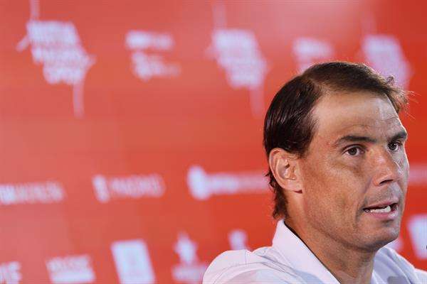 El tenista español Rafael Nadal durante la rueda de prensa pde este miércoles. EFE/Sergio Pérez